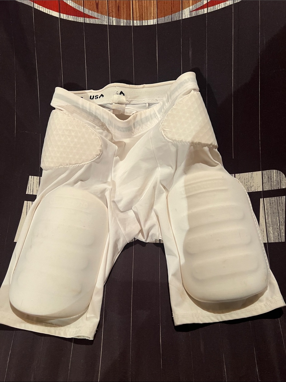 Medium White Padded football pad Compression Shorts
